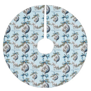 Elegant blauw Kerstmis wit paard ruitersport Kerstboom Rok