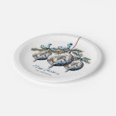 Elegant blauw Kerstmis wit paard ruitersport Papieren Bordje (Gekanteld)