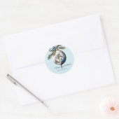Elegant blauw Kerstmis wit paard ruitersport Ronde Sticker (Envelop)