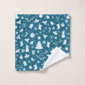 Elegant Blauw Kerstpatroon  Bad Handdoek (Wasdoekje)