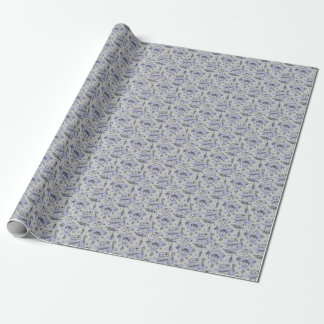 Elegant blauw kerstpatroon cadeaupapier