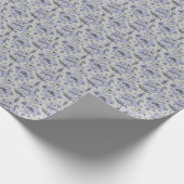Elegant blauw kerstpatroon cadeaupapier (Hoek)