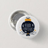 Elegant blauw kerstversiering | Pin-Button Ronde Button 3,2 Cm (Voorkant /achterkant)