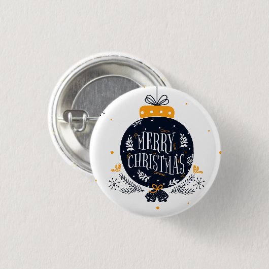 Elegant blauw kerstversiering | Pin-Button Ronde Button 3,2 Cm (Voorkant /achterkant)