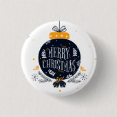 Elegant blauw kerstversiering | Pin-Button Ronde Button 3,2 Cm (Voorkant)