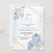 Elegant blauw klein pompoen jongen Baby shower Kaart (Voorkant)