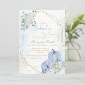 Elegant blauw klein pompoen jongen Baby shower Kaart (Staand voorkant)