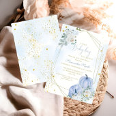 Elegant blauw klein pompoen jongen Baby shower Kaart