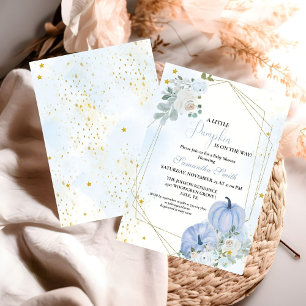 Elegant blauw klein pompoen jongen Baby shower Kaart