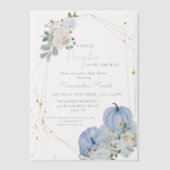 Elegant blauw klein pompoen jongen Baby shower Vellum Uitnodigingen (Voorkant)