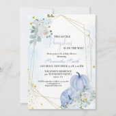 Elegant Blauw Klein Pompoen Twin Boy Baby shower Kaart (Voorkant)