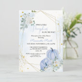 Elegant Blauw Klein Pompoen Twin Boy Baby shower Kaart (Staand voorkant)