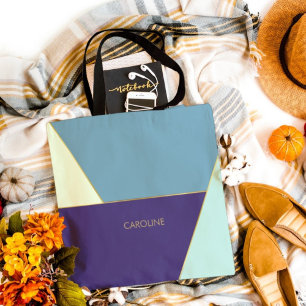 Elegant Blauw Kleurrijk Artistiek Schattige Patroo Tote Bag