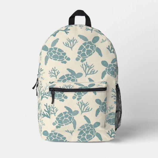 Elegant blauw koraal oceaan patroon bedrukte rugzak (Voorkant)