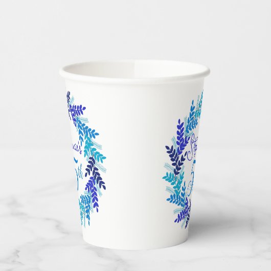 Elegant Blauw Krans 55e Verjaardagsfeestje Papieren Bekers (Links)