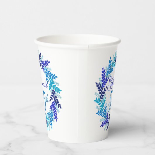 Elegant Blauw Krans 55e Verjaardagsfeestje Papieren Bekers (Rechts)