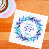 Elegant Blauw Krans 55e Verjaardagsfeestje Servet