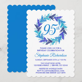 Elegant Blauw Krans 95e Verjaardagsfeestje Kaart