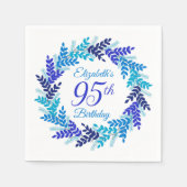 Elegant Blauw Krans 95e Verjaardagsfeestje Servet (Voorkant)