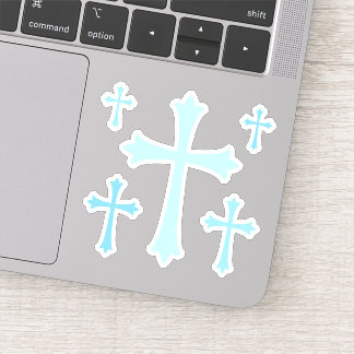 Elegant blauw kruis stickers, vel van vijf sticker