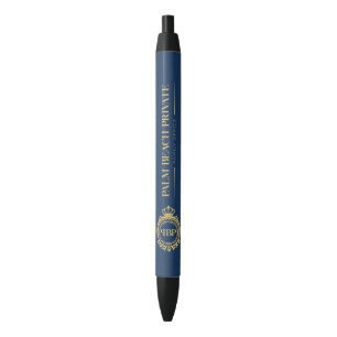 Elegant blauw kunstleder Aangepaste Logo Zwarte Inkt Pen
