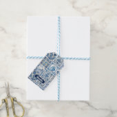 Elegant Blauw land bloementoilet Cadeaulabel (Met Touw)