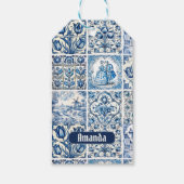 Elegant Blauw land bloementoilet Cadeaulabel (Voorkant)