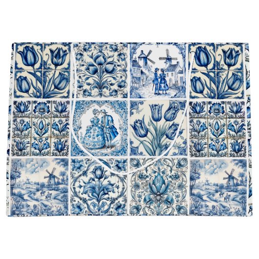 Elegant Blauw land bloementoilet Groot Cadeauzakje (Voorkant)
