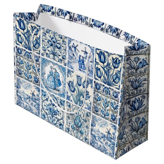 Elegant Blauw land bloementoilet Groot Cadeauzakje (Achterkant Gekanteld)