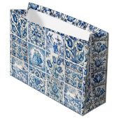 Elegant Blauw land bloementoilet Groot Cadeauzakje (Voorkant Gekanteld)