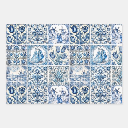 Elegant Blauw land bloementoilet Inpakpapier Vel (Voorkant 2)