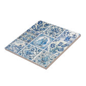 Elegant Blauw land bloementoilet Tegeltje (Zijkant)