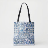 Elegant Blauw land bloementoilet Tote Bag (Voorkant)