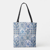 Elegant Blauw land bloementoilet Tote Bag (Achterkant)