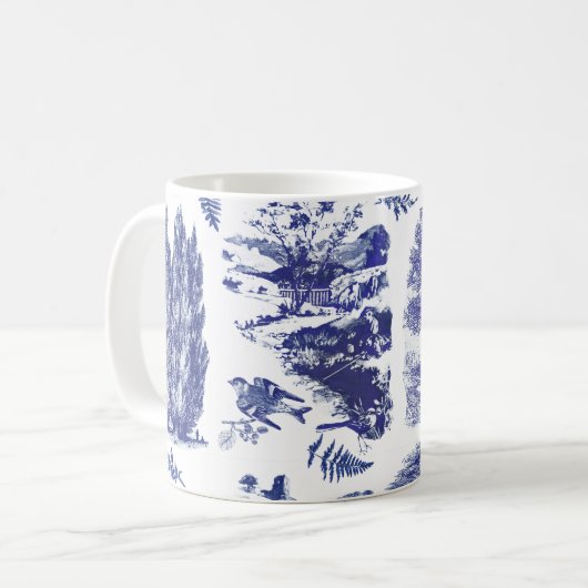 Elegant  blauw land pastorale koffie koffiemok (Voorkant links)