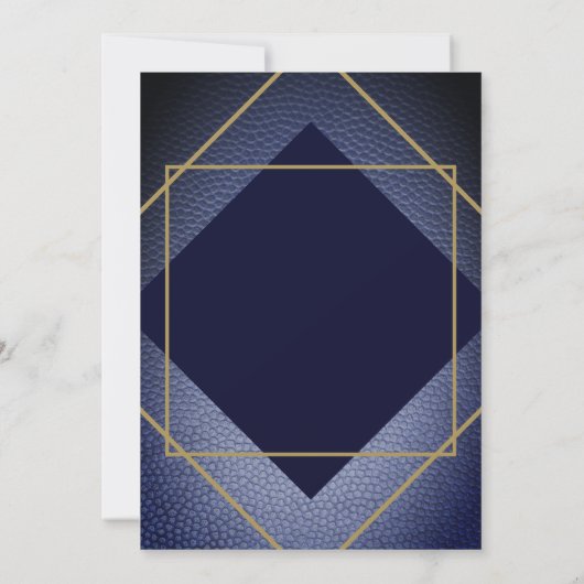 Elegant blauw leder 21e verjaardag Uitnodiging (Achterkant)