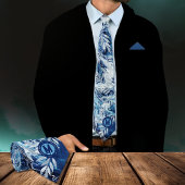 Elegant blauw licht reflectie monogram stropdas