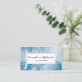 Elegant blauw licht Waterverf Eenvoudig aangepast Visitekaartje (Staand voorkant)