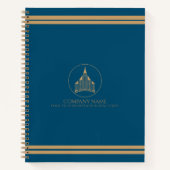 Elegant blauw, lichtbruin chique makelaar notitieboek (Voorkant)