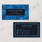 Elegant blauw Lijst en marmer | VISITEKAARTJE (Voorkant / Achterkant)