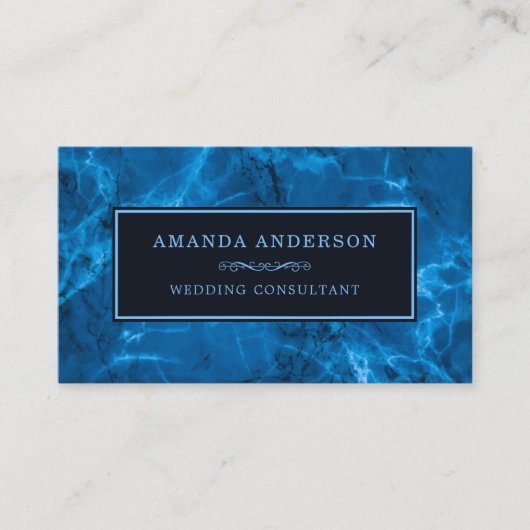 Elegant blauw Lijst en marmer | VISITEKAARTJE (Voorkant)