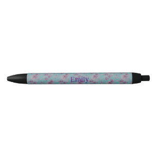 Elegant blauw, lila en paarse chinoiserie zwarte inkt pen