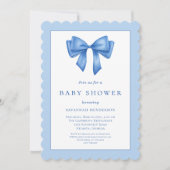 Elegant blauw lint boog Baby shower Kaart (Voorkant)