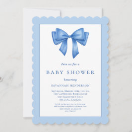 Elegant blauw lint boog Baby shower Kaart