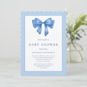 Elegant blauw lint boog Baby shower Kaart (Staand voorkant)