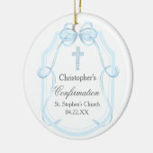 Elegant blauw lint boog bevestiging cadeau keramisch ornament (Links)