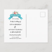 Elegant blauw lint en bloem Save the Date Aankondigingskaart (Achterkant)