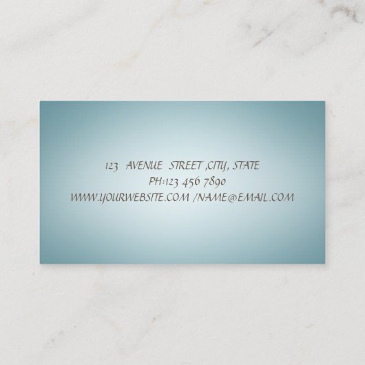 Elegant Blauw Lotus Bloem Holografisch Inc Visitekaartje (Achterkant)