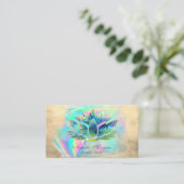 Elegant Blauw Lotus Bloem Holografisch Inc Visitekaartje (Staand voorkant)