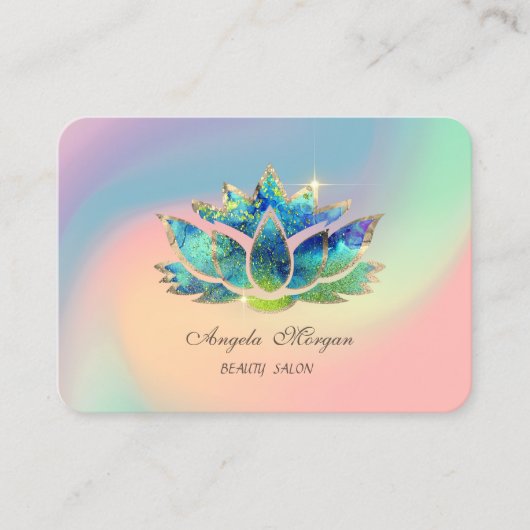 Elegant Blauw Lotus Bloem Kleurrijk Visitekaartje (Voorkant)